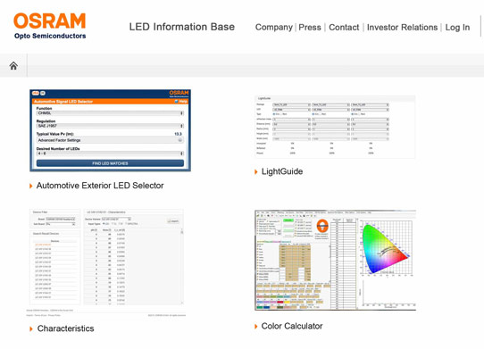 Osram’s LED Information Base online tool. 