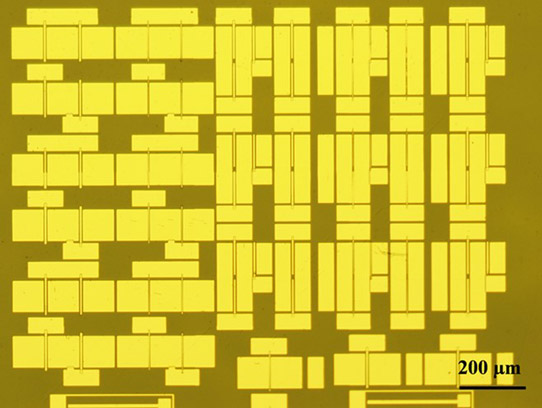 Micrograph of logic circuit with diamond-based transistors. 