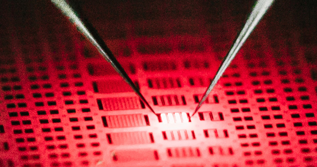 The 47μm-long red-emitting nitride-based micro-LEDs fabricated by KAUST. © 2021 KAUST; Anastasia Serin. 