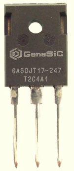 GeneSiC’s new GA50JT17-247 SiC junction transistor. 