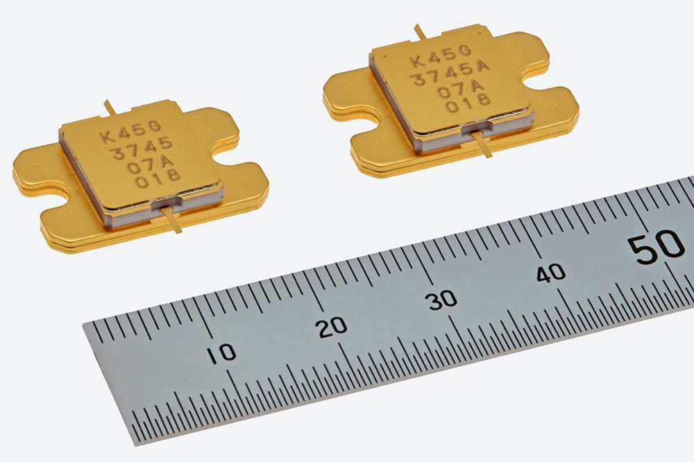 GaN HEMTs for Ku-band SATCOM earth stations: single-carrier 30W MGFK45G3745 (left) and multi-carrier 30W MGFK45G3745A (right