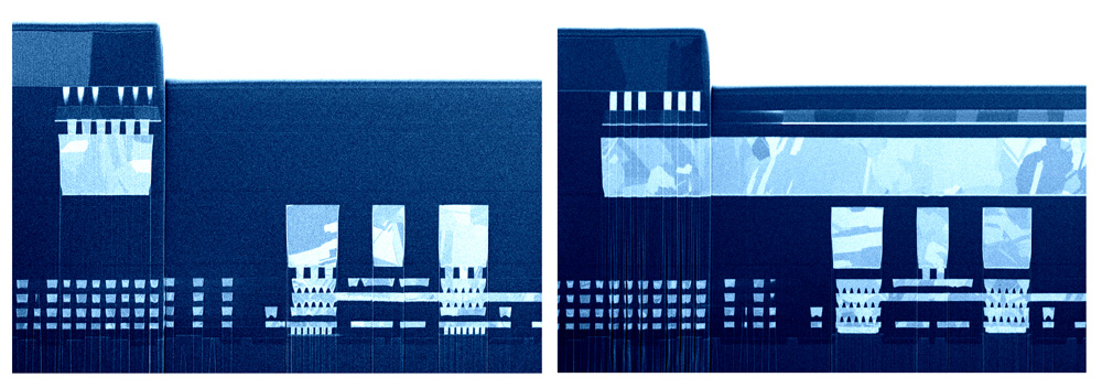 Cross sections of SiGe BiCMOS wafer taken by scanning electron microscope. 