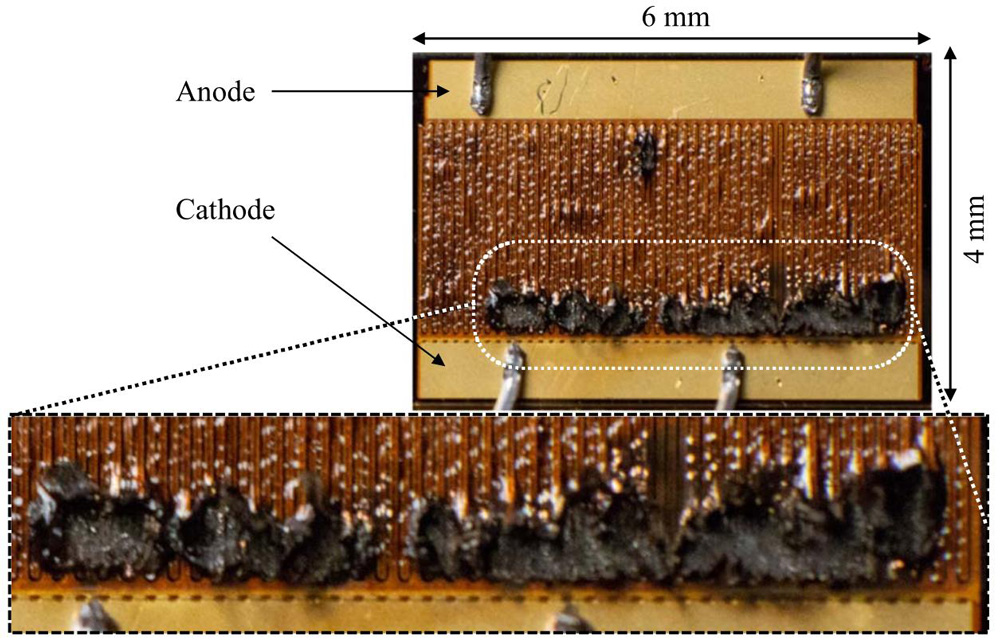 Figure 3: GaN PSJ diode after failure. 