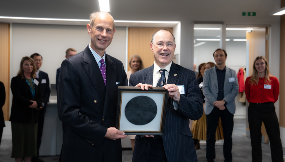 His Royal Highness The Duke of Edinburgh (left) and professor Mark E. Smith CBE, president & vice-chancellor of the University of Southampton (right). 