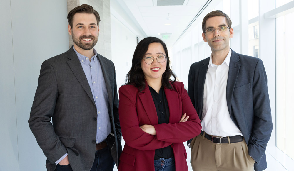 MIT-spinout Vertical Semiconductor’s founders Dr Josh Perozek, Cynthia Liao, and professor Tomás Palacios.