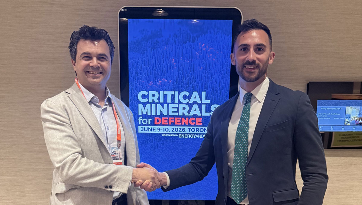 Stephen Lecce, Minister of Energy and Mines, with Volta’s CEO Kerem Usenmez at the Critical Minerals for Defence Conference in Toronto. 
