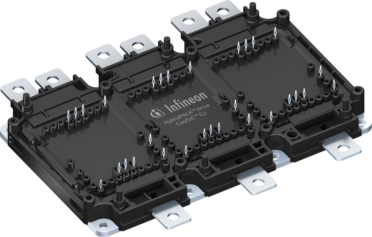 Infineon’s 1300V HybridPACK Drive SiC module with 205°C operating temperature. 
